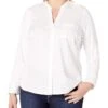 Calvin Klein Women's Plus-Size Non-Iron Knit Combo Shirt -Fashion Clothing Store 71ott8NUUSL. AC SR736920