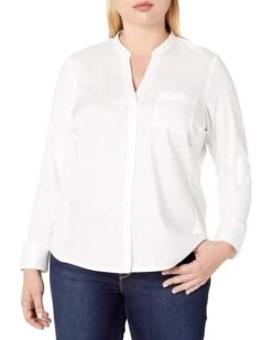 Calvin Klein Women's Plus-Size Non-Iron Knit Combo Shirt