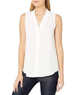 Calvin Klein Women's Sleeveless Blouse With Inverted Pleat (Standard And Plus)